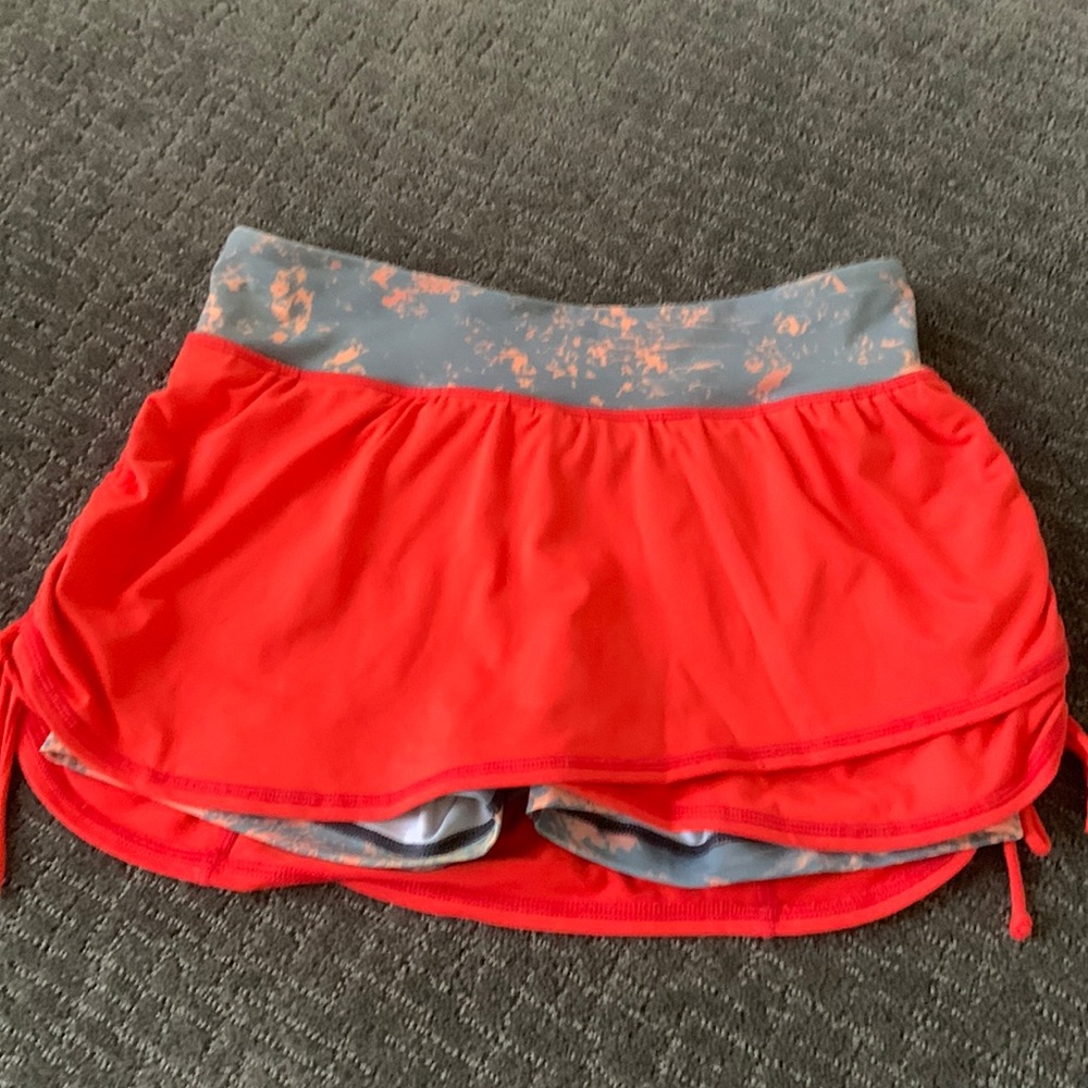 Women’s Active Skort in Bright Coral with Patterned Waistband